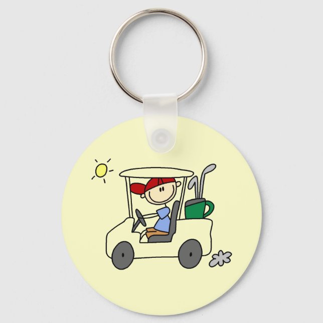 Golfer in Golf Cart Keychain (Front)