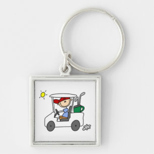 Golfer in Golf Cart Keychain