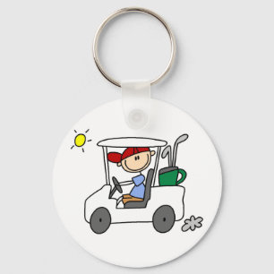 Golfer in Golf Cart Keychain