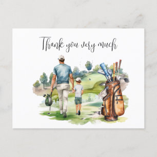 Golfer in golf course watercolor for Dad Postcard