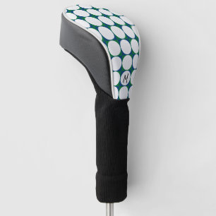 Golfer INITIAL Modern Blue Green Golf Balls Fun Head Cover