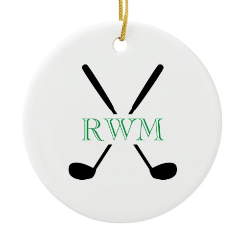 Golfer INITIALS Clubs Course Game Timeless Golfing Ceramic Ornament