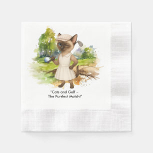 Golfer is on golf course for cat lovers napkins