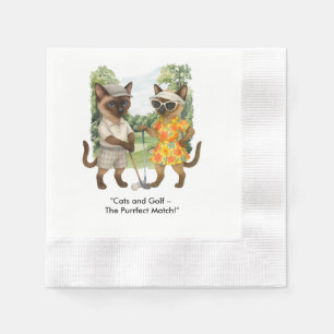 Golfer is on golf course for cat lovers napkins