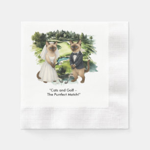 Golfer is on golf course for cat lovers napkins