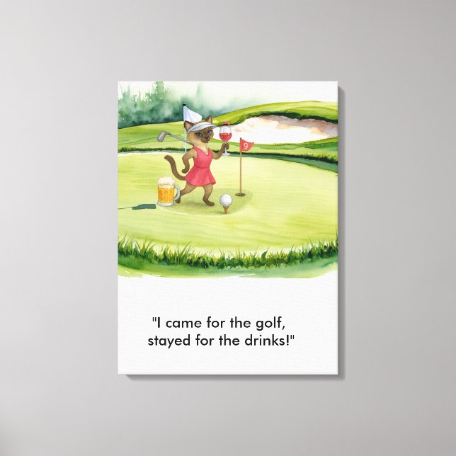 Golfer is on putting green for Siamese Cat lovers Canvas Print (Front)