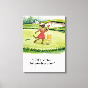 Golfer is on putting green for Siamese Cat lovers Canvas Print