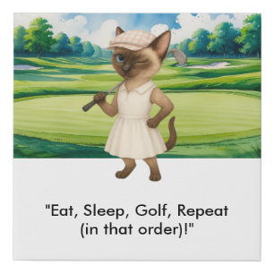 Golfer is on putting green for Siamese Cat lovers Faux Canvas Print