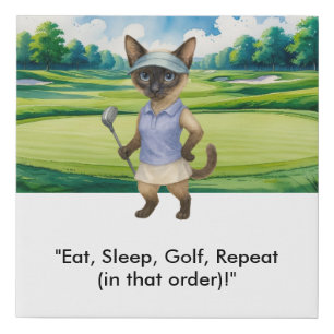 Golfer is on putting green for Siamese Cat lovers Faux Canvas Print