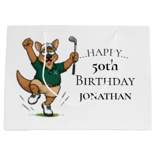 Golfer kangaroo Birthday Party Large Gift Bag