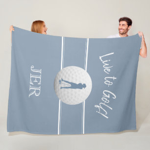 Golfer Ladies Sports Chic Dusty Blue Monogrammed Fleece Blanket