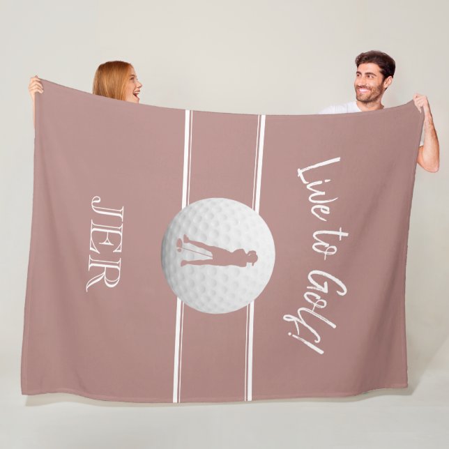 Golfer Ladies Sports Trendy Pink Dusty Rose Custom Fleece Blanket (In Situ)