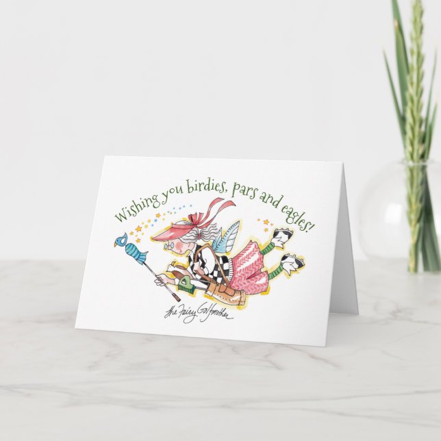 Golfer Lady Birthday & Fairy Golfmother wishes Note Card (Front)