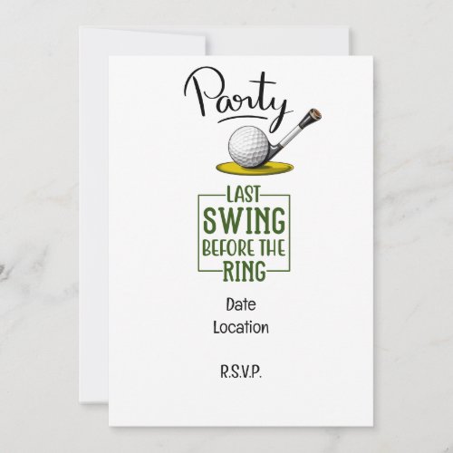 Golfer last swing before the ring Bachelor Party  Invitation