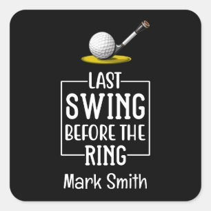 Golfer last swing before the ring Bachelor Party  Square Sticker