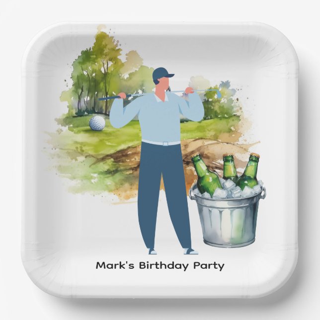Golfer  Let's Par Tee for Party  Paper Plates (Front)