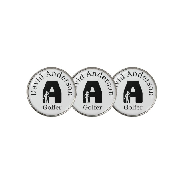 Golfer Letter A Golf Ball Marker (3 Up)