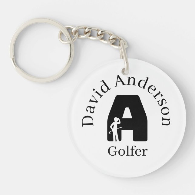 Golfer Letter A Keychain (Front)