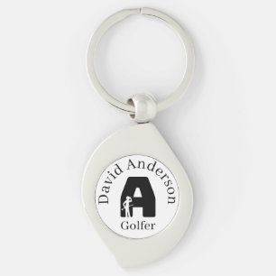 Golfer Letter A Keychain