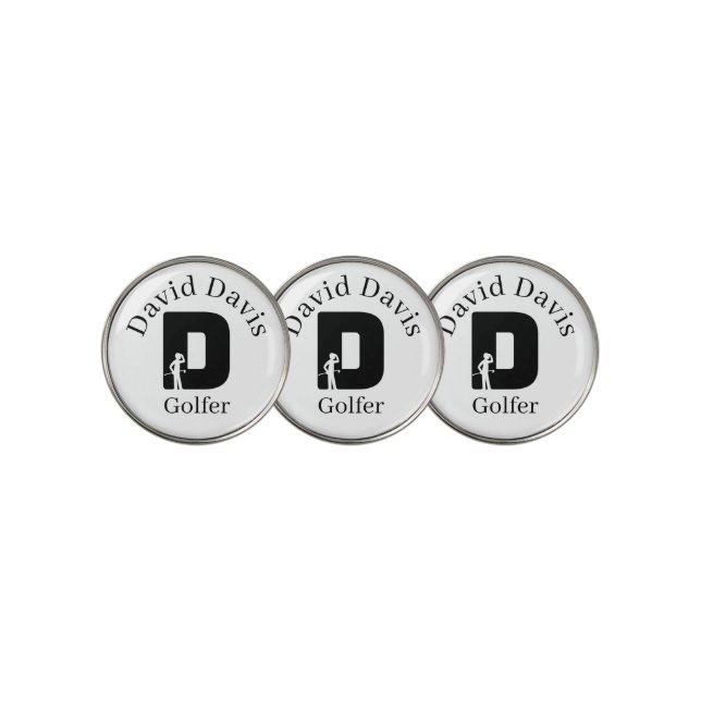 Golfer Letter D Golf Ball Marker (3 Up)