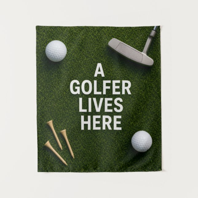 Golfer loves here tapestry (Front)