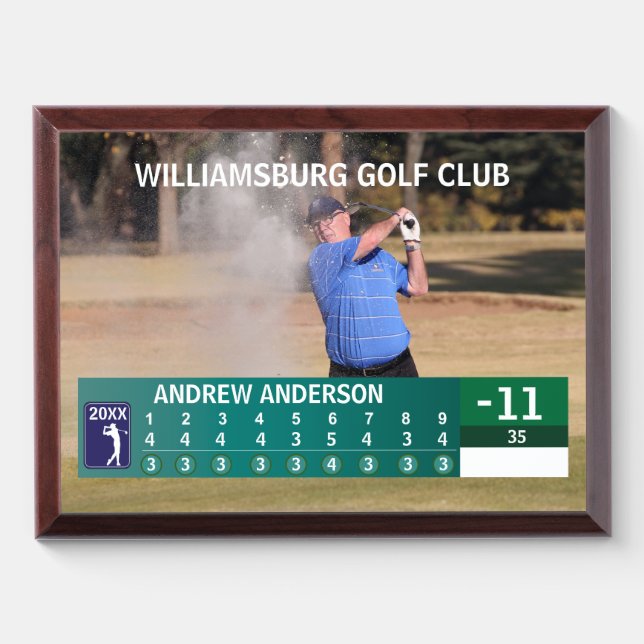 Golfer 🏌️ Low Score Tournament Award:  Award Plaque (Horizontal)