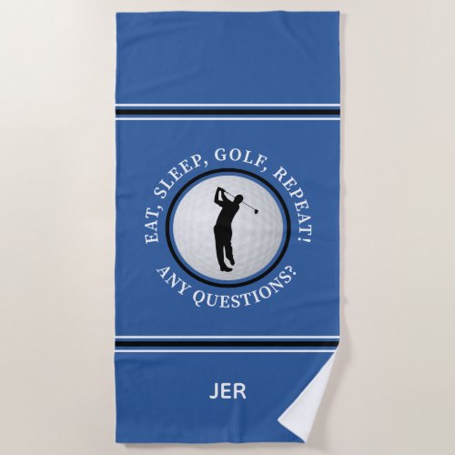 Golfer Male Sports Pro Golf Ball Cute Royal Blue Beach Towel