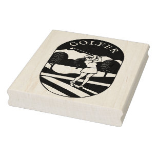 Golfer Maple Wood Stamp