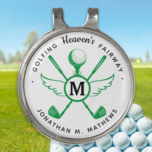 Golfer Memorial Angel Wings Remembrance Keepsake Golf Hat Clip