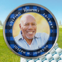 Golfer Memorial Blue Plaid Personalized Photo 