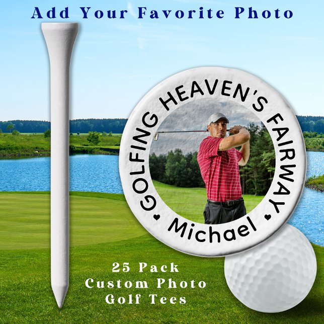 Golfer Memorial Golfing Heaven's Fairway Photo Golf Tees (Creator Uploaded)