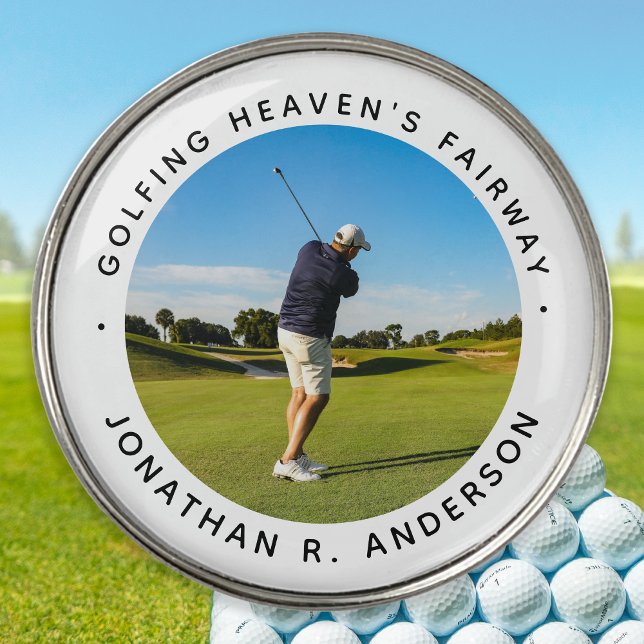 Golfer Memorial Modern Personalized Photo Golf Ball Marker (Creator Uploaded)