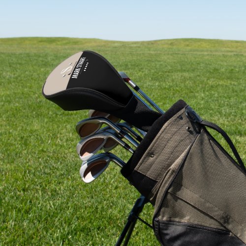 Golfer Modern Black White Monogram  Golf Head Cover