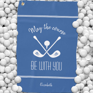 Golfer Modern Sports Equipment Monogrammed Blue Golf Towel