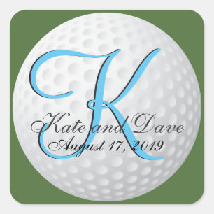 Golfer Monogram Elegant Golf 3d Wedding Favor Square Sticker