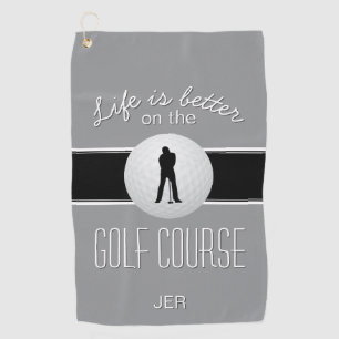 Golfer Monogram Golf Sports Quote Gray Cute Towel