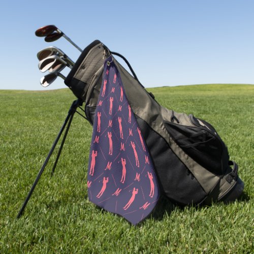 Golfer Monogram Initial Designer Pattern Golf Towel