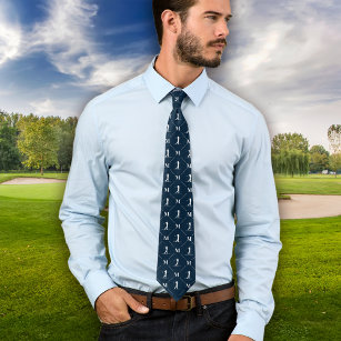 Golfer Monogram Initial Designer Pattern Neck Tie