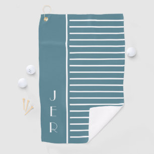 Golfer Monogram Initials Modern Stripes Green Golf Towel