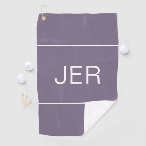 Golfer Monogrammed Modern Stylish Monogram Purple Golf Towel