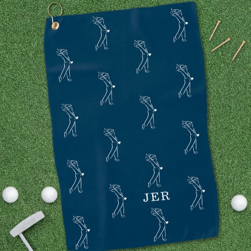 Golfer Monogrammed Pro Sports Equipment Blue Golf Towel