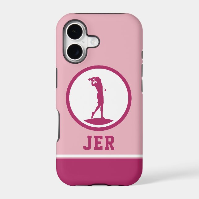Golfer Monogrammed Silhouette Pink Chic For Her iP Case-Mate iPhone Case (Back)