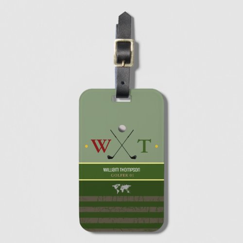 golfer name cool green travel luggage tag
