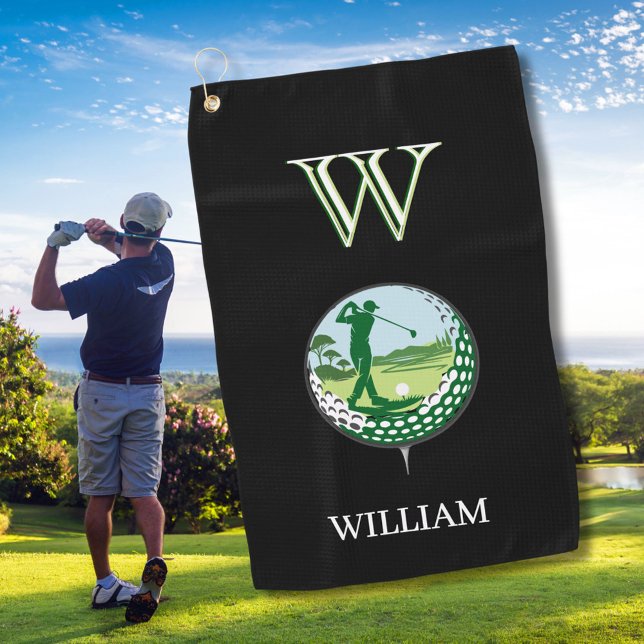 GOLFER NAME CUSTOM MONOGRAM GOLF TOWEL (Creator Uploaded)