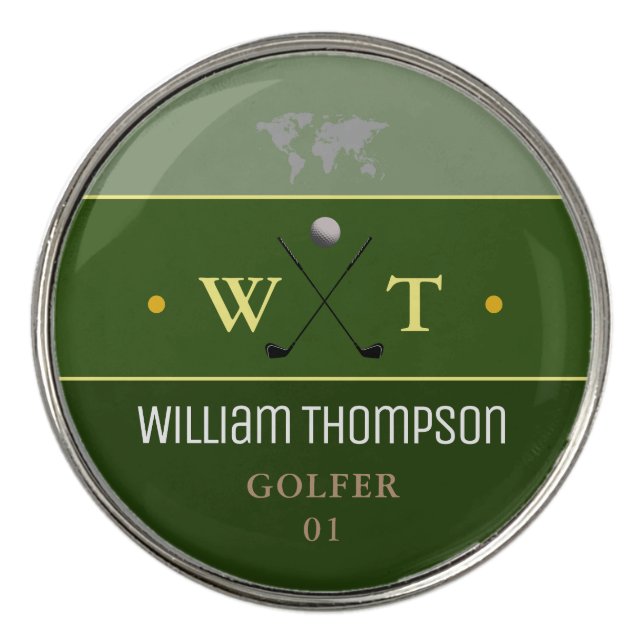 Golfer Name Elegant Classy Green Divot Tool (Detail)