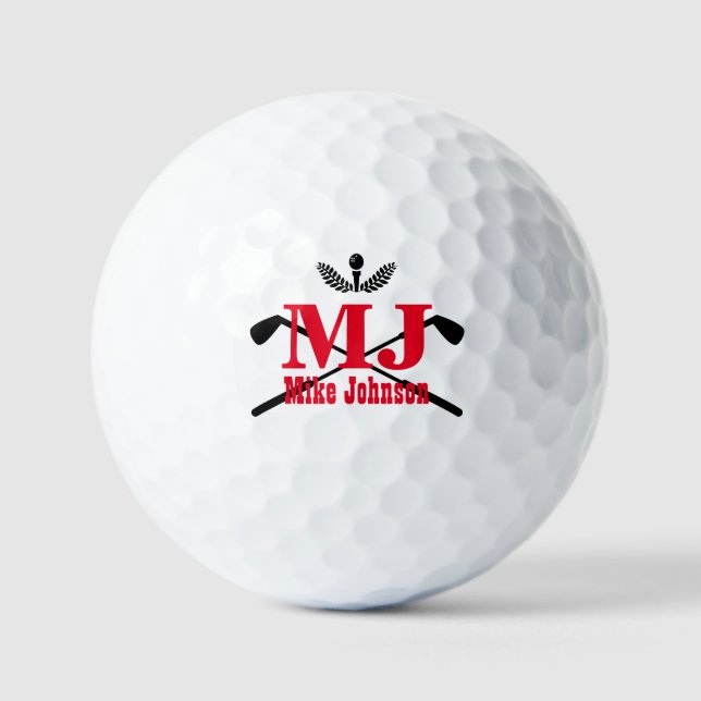 Golfer Name Initial Monogram Personalized Golf Balls (Front)