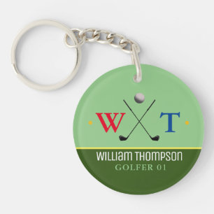Golfer Name & Initials Monogram Keychain