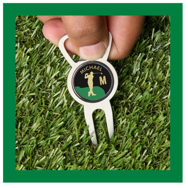 Golfer Name Monogram Ball Marker Can Opener Divot Tool (Creator Uploaded)
