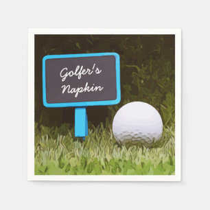 Golfer Napkin's with golf ball on green grass Napkins