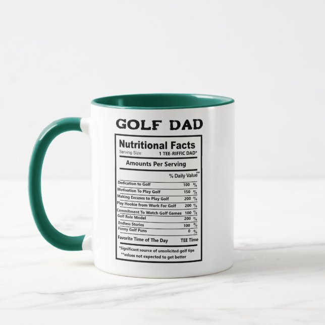 Golfer Nutrition Facts Mug - Funny Golf Dad Gift (Left)